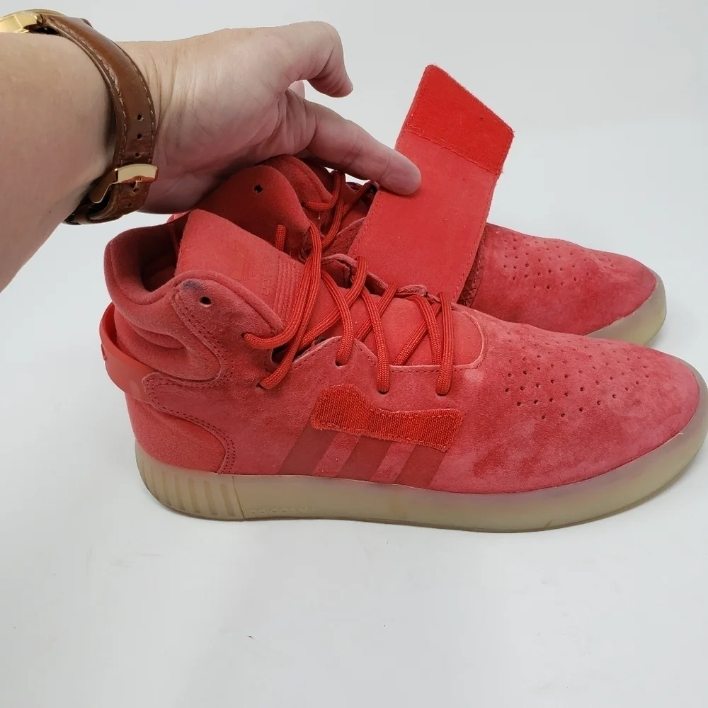 Adidas Tubular Invader Strap red high tops size 6.5